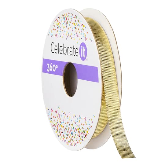 12 Pack: 1/4" x 15yd. Lamé Gold Ribbon by Celebrate It® 360°™